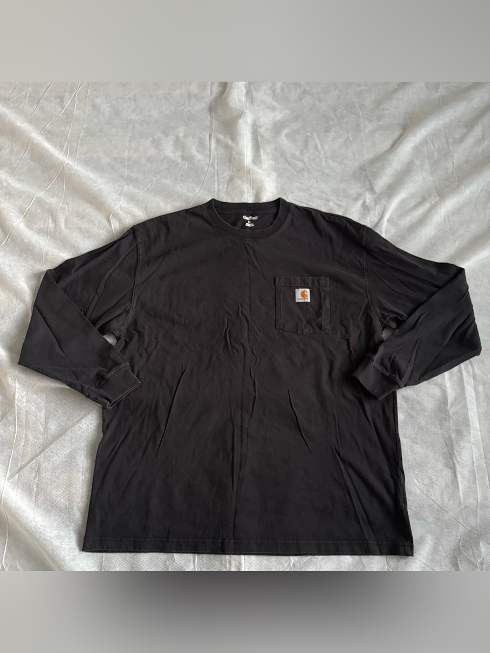 Carhartt Black Long-Sleeve Pocket Tee with Logo Patch